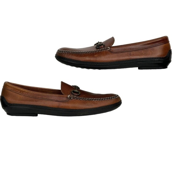 Peter Huber Ascot Brown Leather Classic Horsebit Slip On Driving Loafers Men 9.5 - Picture 4 of 10